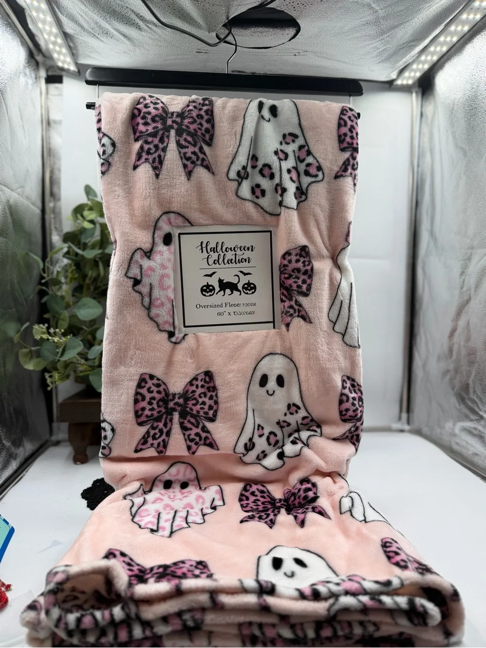 2026 pink coquette ghost fleece throw blanket bows leopard 60x70 new